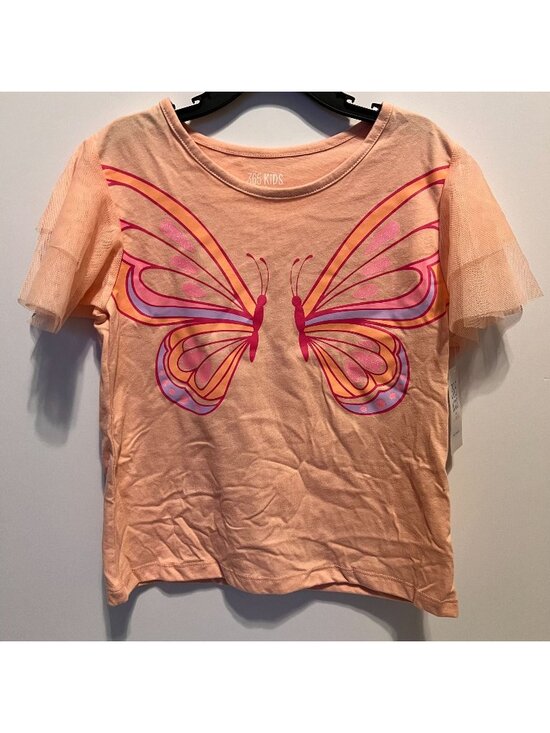 365 Kids From Garanimals Other - 365 Kids From Garanimals Girls Peach Butterfly Tulle Sleeve T-Shirt Size 8